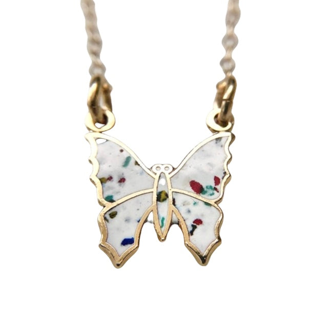 Vintage enamel butterfly necklace