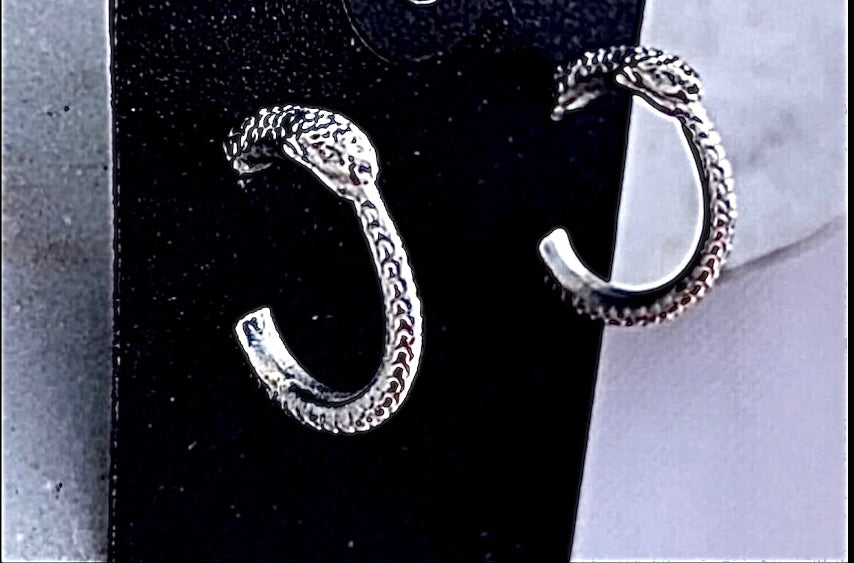 Ouroboros Earrings in sterling silver