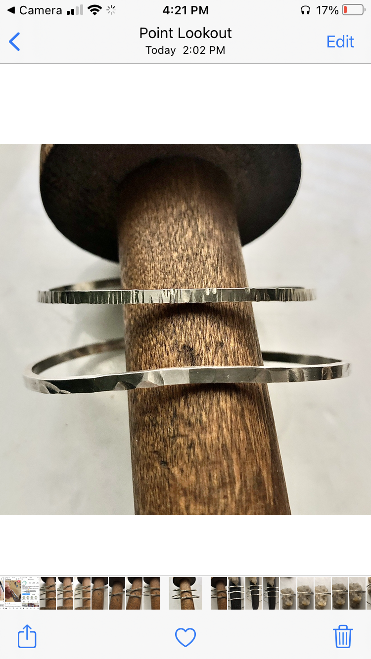 Silver hammered cuff bracelets