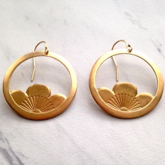 Vintage Brass Lotus Earrings.