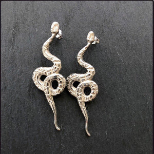 Silver serpent earrings