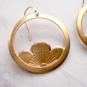 Vintage Brass Lotus Earrings.